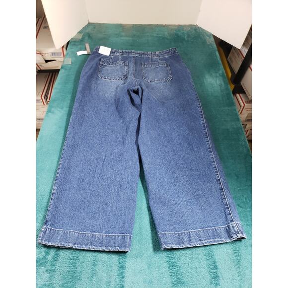 Talbots Jeans Size 8 Womens Blue Pants Stretch Ladies Mid Rise Wide Leg Crop NWT - Picture 13 of 15